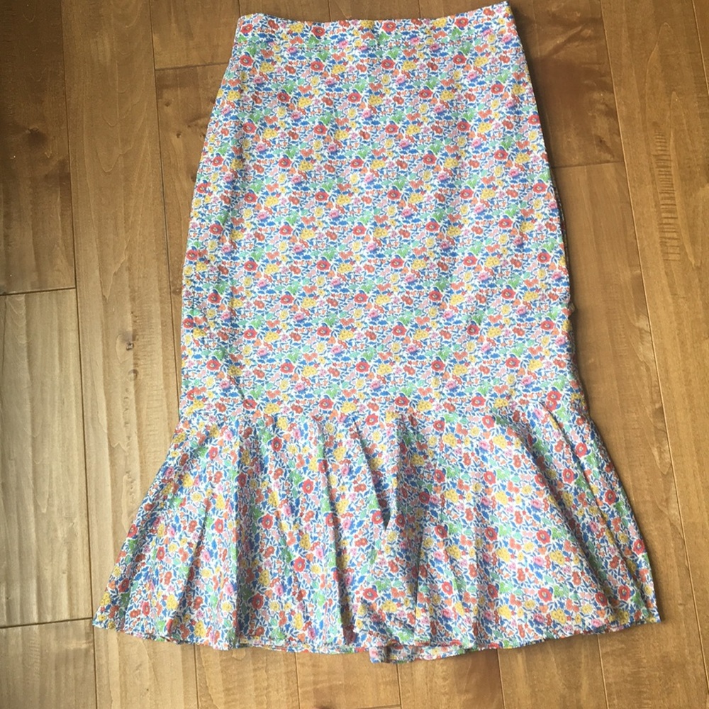J. Crew Liberty floral ruffle midi skirt size 00